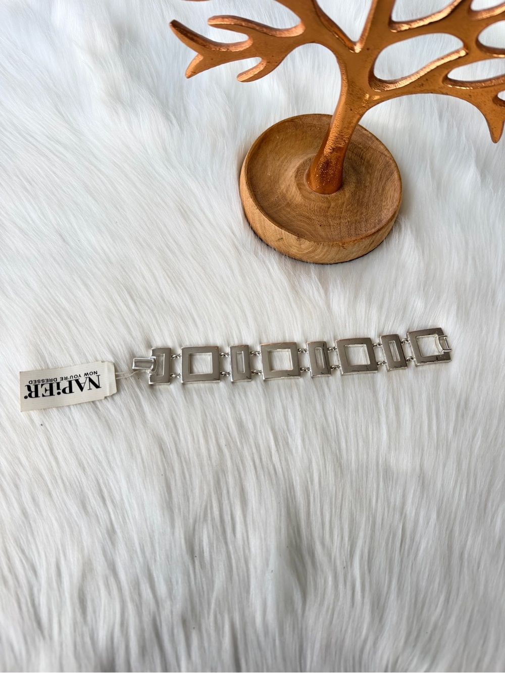 Napier Silver Geometric Link Bracelet